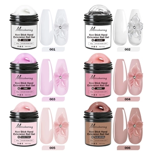 Set of 6 non-stick extension gels with floral nail art 3D embossment details