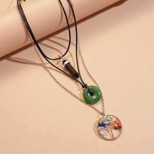 Colliers de style ethnique avec pendentif en résine, breloque donut et amulette de vie