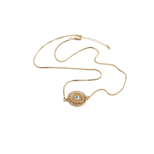 Collier œil protecteur doré avec pendentif en zircone et chaîne réglable