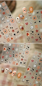 Detail of retro pony nail stickers with unicorn, heart, and star patterns in pop art style
