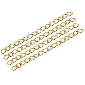 Detail view of four 18k gold-plated stainless steel extension chains for DIY jewelry