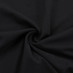 Macro shot showing the texture of flexible black knitted fabric for a bodycon dress