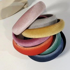 Set of 8 wide velvet padded headbands in various vibrant colors for women