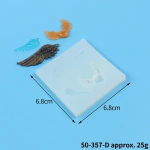 Detail of 6.8cm square silicone mold with wing patterns for DIY jewelry making