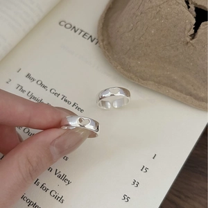 Minimalist 925 sterling silver hollow heart open rings set in a bright silver finish