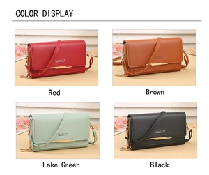 Detail view of multi-color crossbody phone bags with pebble grain finish in four colors