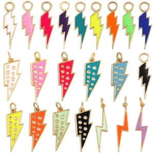 Colorful Enamel Lightning Bolt Pencil Matchstick DIY Charms Alloy Zircon Pendants For Jewelry Making Novelty Fashion Accessories