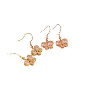 Elegant rose gold butterfly drop earrings featuring sparkling zircon crystals for women