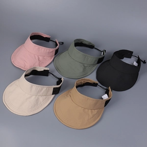 Sun Visor Hat Quick Dry Breathable Nylon Empty Top Sports Cap With Adjustable Drawstring Memory Wire Brim Foldable