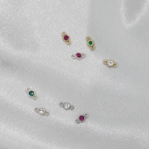 Detailed view of S925 sterling silver colorful zircon circular connectors for DIY jewelry