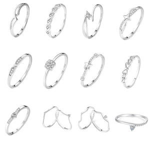 Minimalist S925 sterling silver ring set for women with diverse geometric designs