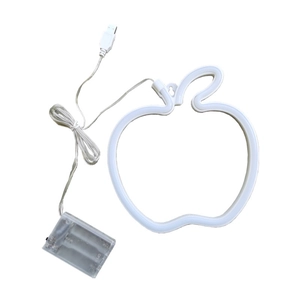 White Apple LED neon sign with USB and battery power supply for wall decor