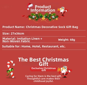 Detailed specs of the 27x36cm faux linen Christmas sock gift bag for festive decoration