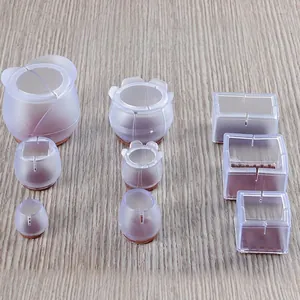 Transparent silicone furniture leg protectors with non-slip felt pads in various shapes