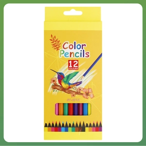 12-color hexagonal colored pencils set in black barrel with vibrant colored tips
