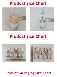 Detailed size measurement of Easter gnome plush ornaments with rabbit ears