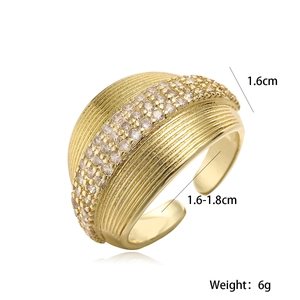 Luxurious multi-layer 18K gold plated ring featuring sparkling zircon stones with open band