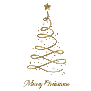 Golden spiral Christmas tree static glass window sticker with Merry Christmas lettering