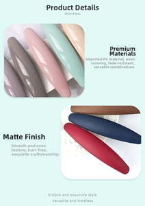 Detail of Korean style long hair clips in glossy and matte finishes with assorted colors