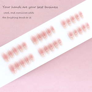 Elegant cat eye blush gradient press-on nails in medium length with aurora shimmer finish