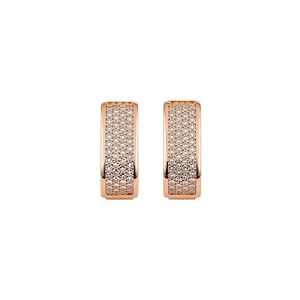 Boucles d'oreilles en forme de U plaquées or rose 18 carats avec pavé de zircons
