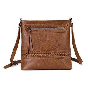Women's Vintage PU Leather Crossbody Bag Multi-Pocket Shoulder Bag Casual Woven Handbag Large Capacity Messenger