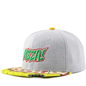 Snapback Hat Pizza Stickerei Polyester Flache Krempe Kreatives Biss Design Streetwear Hip Hop Baseball Cap