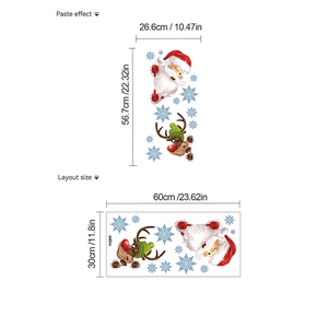 Détail des stickers muraux Père Noël et renne avec dimensions de mise en page