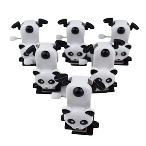 Mechanical wind-up walking panda toy set made of durable plastic with white background