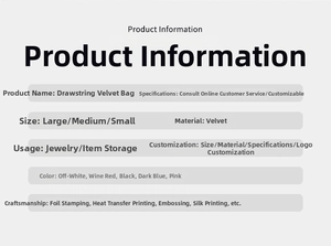 Velvet drawstring jewelry pouches in multiple sizes and colors for storage
