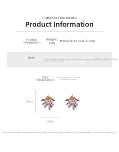 Detail showing dimensions of leaf tassel earrings with copper and zircon crystal stones