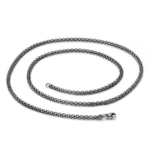 Collier rétro pour hommes en acier inoxydable à double maillons avec fermoir mousqueton