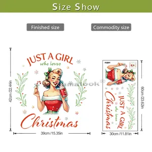 Tableau des tailles pour sticker mural Noël avec dimensions de 42x39cm