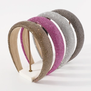 Vintage Luxurious Padded Rhinestone Headband For Women Handmade Sparkling Crystal Hair Hoop Fashion Elegant Hair Accessories