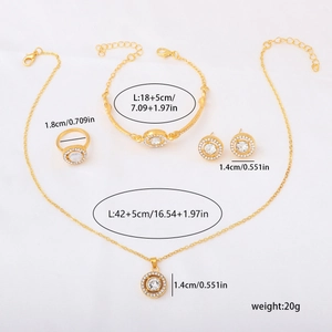 Elegant gold jewelry set with necklace bracelet and sparkling crystal studs for women