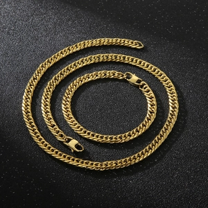Men Cuban Link Chain Necklace Stainless Steel Flat Bold Streetwear Fashion Minimalist High Polished Jewelry Unisex