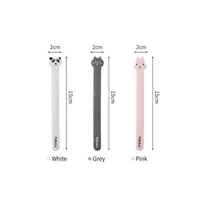 Three reusable animal cable ties including panda, cat, and rabbit designs on white background