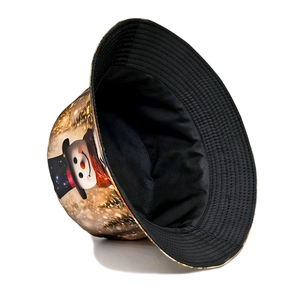 Christmas snowman pattern bucket hat for men and women with foldable outdoor sun protection