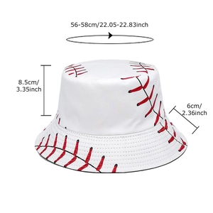 White bucket hat with red baseball stitching pattern for outdoor sun protection