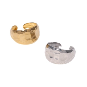 Minimalist adjustable hammered stainless steel rings in gold and silver finish set