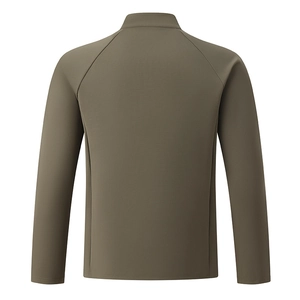 Pull extensible homme demi-zip en vert olive avec manches raglan vue de l'arrière