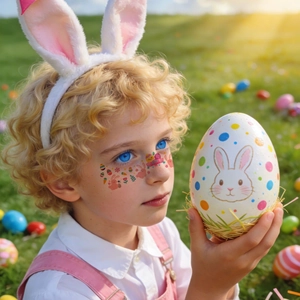 Tatouages temporaires de Pâques pour enfants avec lapins et œufs mignons en plein air