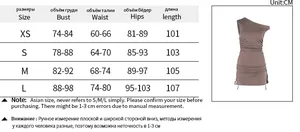 Detailed size chart for the off-shoulder drawstring bodycon dress in centimeters