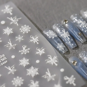 5D embossed snowflake nail art stickers with elegant ballerina silhouettes and floral motifs