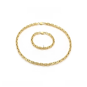 Detaillierte Größenangaben für das Set aus goldener Edelstahlhalskette und Armband