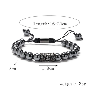 Braided tiger eye stone bracelet for men with adjustable 8mm beads and dimensions