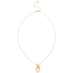 Elegante 18k vergoldete Halskette mit rundem Perlenanhänger und Zirkon-Akzenten