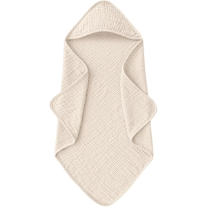 Four-layer cotton gauze hooded baby towel, absorbent off-white bath wrap and swaddle blanket