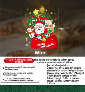 Guida alle taglie per adesivi natalizi con Babbo Natale e pupazzo di neve in varie misure
