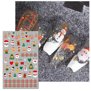 Detailed Christmas nail stickers with Santa, elk and F993 festive patterns